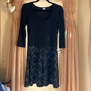 Knit Sequined Black Dress